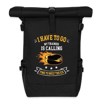 Eishockey Spieler Eis Hockeyspieler Puck Icehockey - Rolltop Rucksack - Schwarz - Vorne