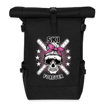Ski Forever Skiläufer Skifahrerin Skifahren Schi - Rolltop Rucksack - Schwarz - Vorne
