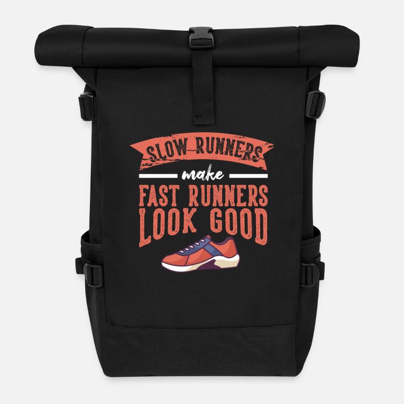 Langsame Läufer Schnelle Läufer Laufen - Rolltop Rucksack - Schwarz