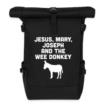 Jesus, Mary, Joseph and the wee donkey - Roll Top Backpack - black - Front