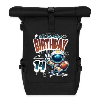 Astronaut 14th Birthday Football - Roll Top Backpack - black - Front