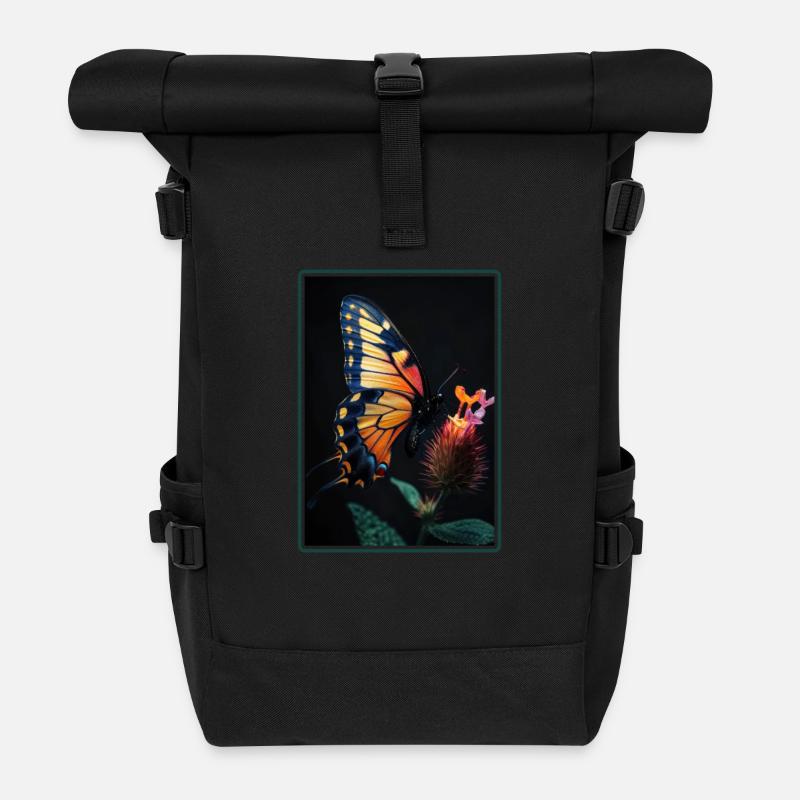 papillon papillons papillon papillon - Sac à dos roll top - noir