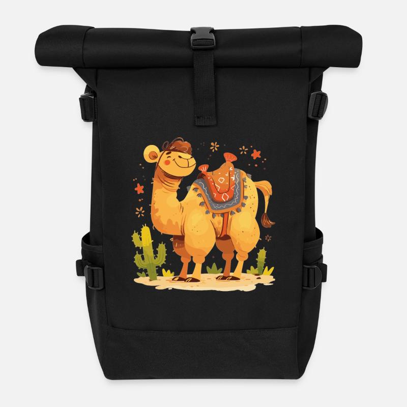 Camel Kamele Kamel - Rolltop Rucksack - Schwarz