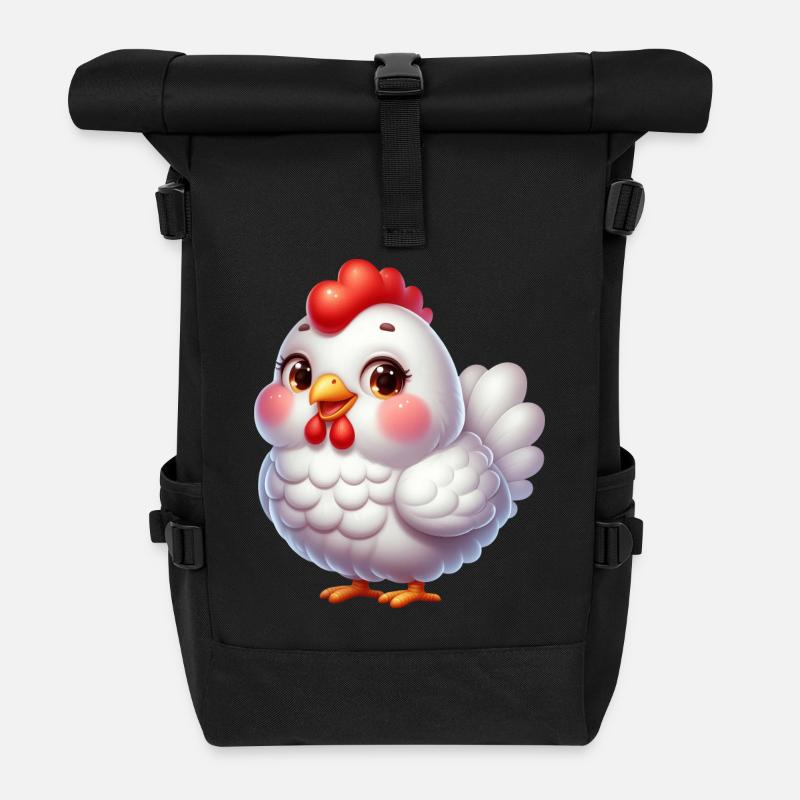 Chicken / Hünchen - Rolltop Rucksack - Schwarz