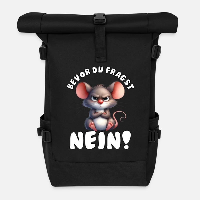 Lustige Maus mit Spruch - Rolltop Rucksack - Schwarz