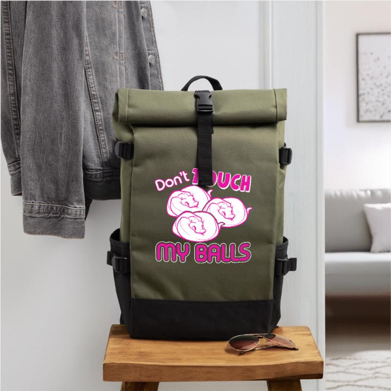 Python Don't Touch My Balls Roll Top Backpack