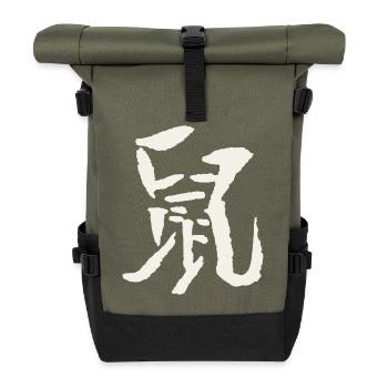 Rat (Chinese Zodiac) - Roll Top Backpack - olive/black - Front