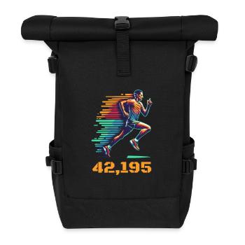 Marathon runner runs marathon with 42.195 km - Roll Top Backpack - black - Front