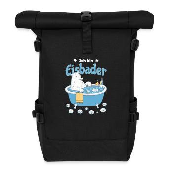 Der Eisbader – Kältetherapie Eisbär bei Eisbad - Rolltop Rucksack - Schwarz - Vorne
