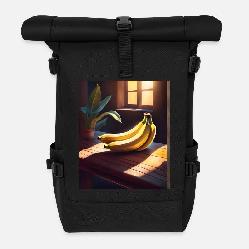 Bananes savoureuses sur une table - Sac à dos roll top - noir