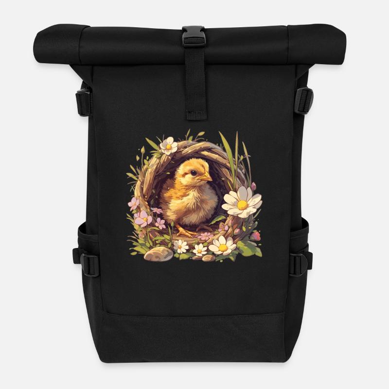 Rooster Hähne Hahn - Rolltop Rucksack - Schwarz