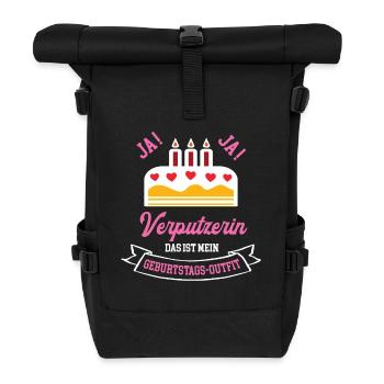 Verputzerin Geburtstag Geburtstagsgeschenk Chefin - Rolltop Rucksack - Schwarz - Vorne