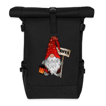 Wichtel Diva Weihnachtsgnom - Rolltop Rucksack - Schwarz - Vorne