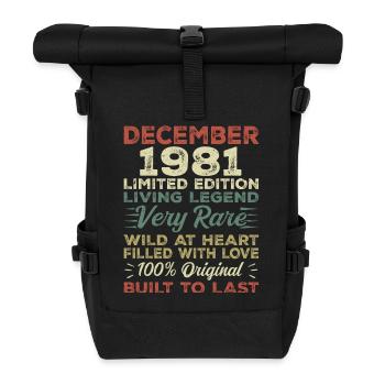 Dezember 1981 - Geburtstag Dezember 1981 Jahr - Rolltop Rucksack - Schwarz - Vorne