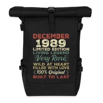December 1989 - birthday December 1989 year - Roll Top Backpack - black - Front