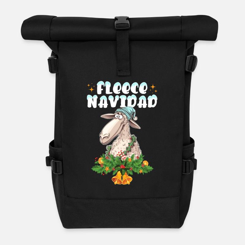 Feliz Navidad Fleece Navidad Schaf Weihnachten Fun - Rolltop Rucksack - Schwarz