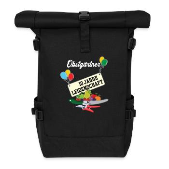 Obstgärtner 10 jähriges Jubiläum Gärtnerei 10 Jahr - Rolltop Rucksack - Schwarz - Vorne