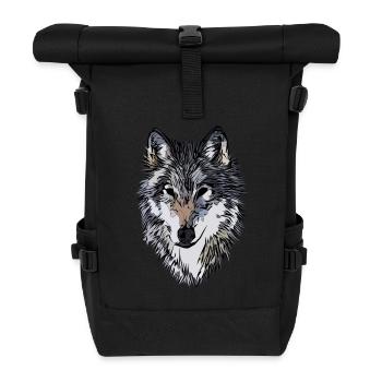 Conception graphique de visage de chien - Sac à dos roll top - noir - Devant