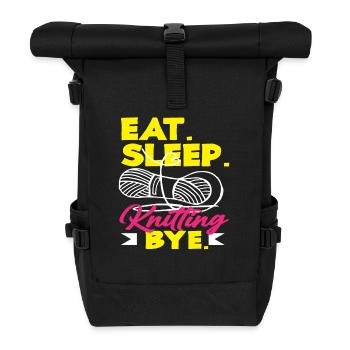 Stricken Essen Schlafen Stricken Bye - Rolltop Rucksack - Schwarz - Vorne