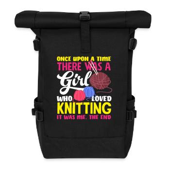 Girl Who Loved Knitting - Roll Top Backpack - black - Front
