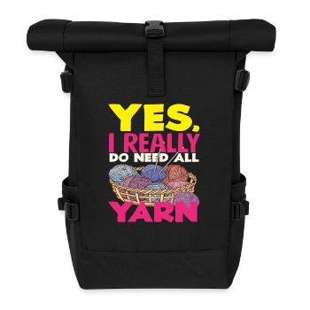 Stricken Ja Ich Brauche Garn - Rolltop Rucksack - Schwarz - Vorne