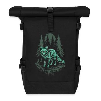 Mystischer Fuchs Im Dunklen Cottagecore Wald - Rolltop Rucksack - Schwarz - Vorne