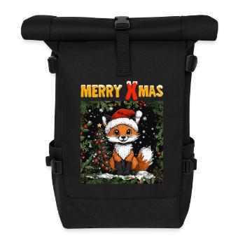 Fox Christmas Merry Xmas Christmas Outfit Sweet - Roll Top Backpack - black - Front