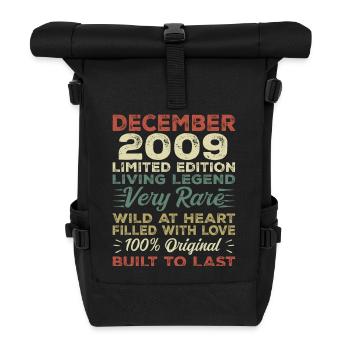 Dezember 2009 - Geburtstag Dezember 2009 Jahr - Rolltop Rucksack - Schwarz - Vorne