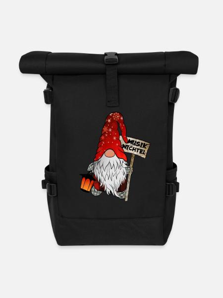 Musik Wichtel – Weihnachtsgnom - Rolltop Rucksack - Schwarz
