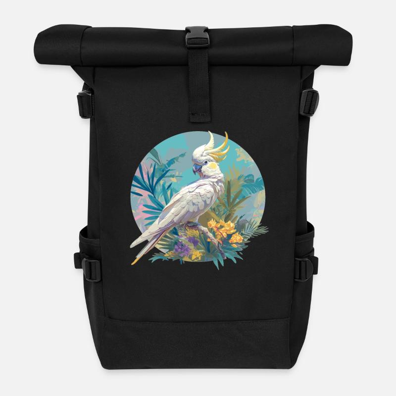 Cockatoo Kakadus Kakadu - Rolltop Rucksack - Schwarz