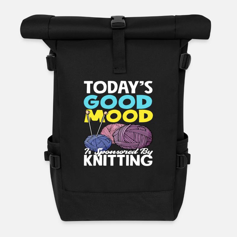 Knit - Roll Top Backpack - black