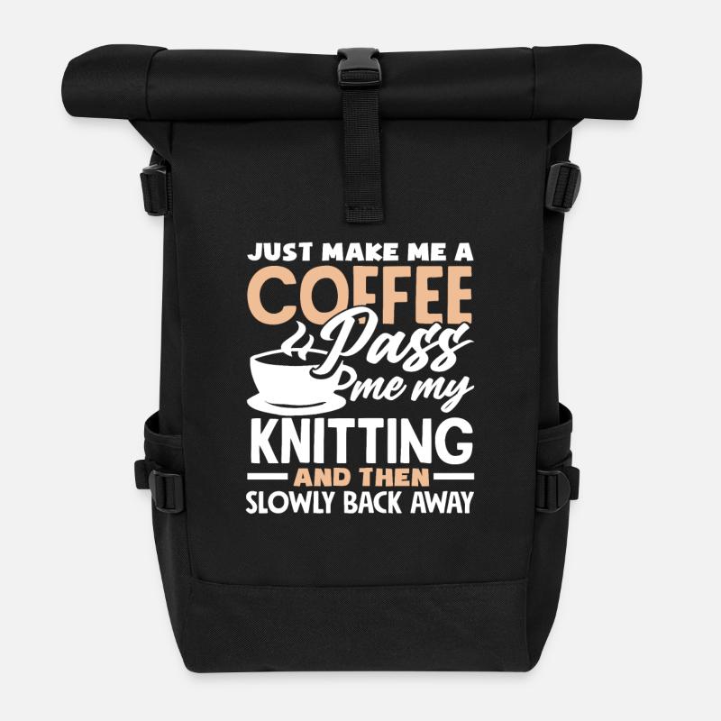 Knit - Roll Top Backpack - black