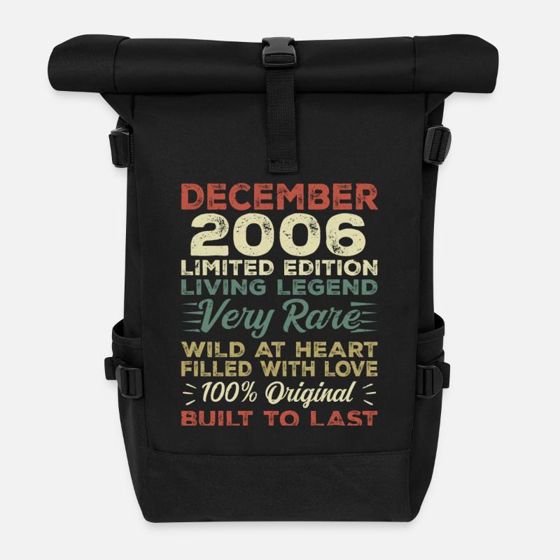 Dezember 2006 - Geburtstag Dezember 2006 Jahr - Rolltop Rucksack - Schwarz