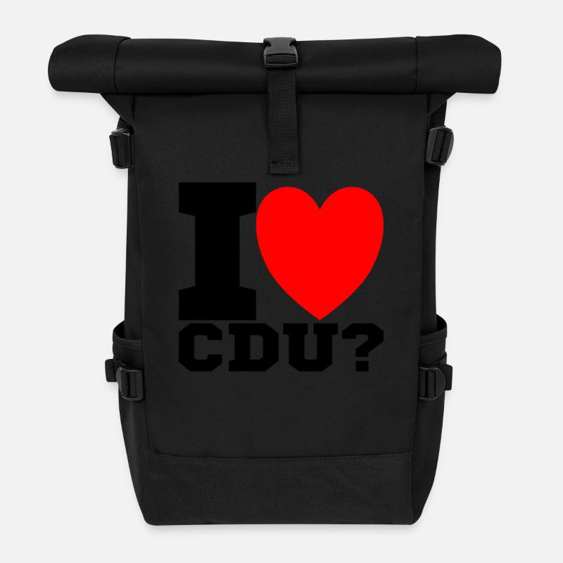 I love CDU - Rolltop Rucksack - Schwarz