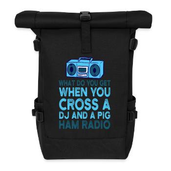 Amateur Cross Ein DJ Und Ein Schwein Amateurfunk - Rolltop Rucksack - Schwarz - Vorne