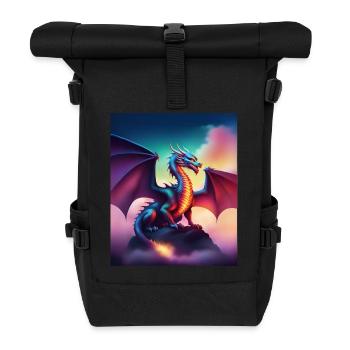 Dragon on a cliff - Roll Top Backpack - black - Front