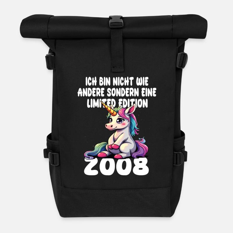 Limited Edition 2008 Geburtstag 2008 Geboren - Rolltop Rucksack - Schwarz