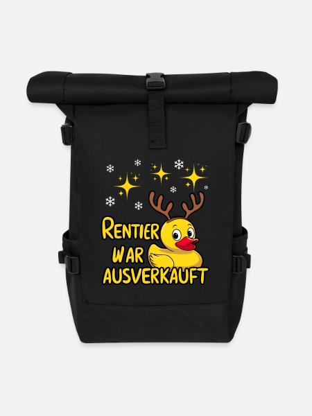Weihnachten Gummiente Weihnachtsoutfit Lustig - Rolltop Rucksack - Schwarz