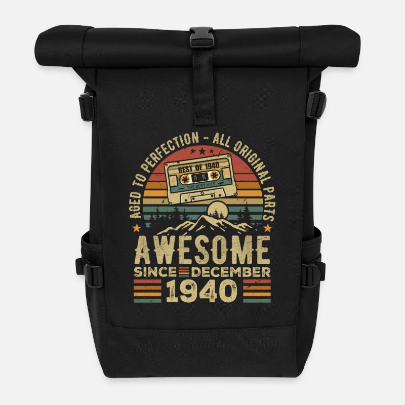 Dezember 1940 Geschenk - Genial seit Dezember 1940 - Rolltop Rucksack - Schwarz