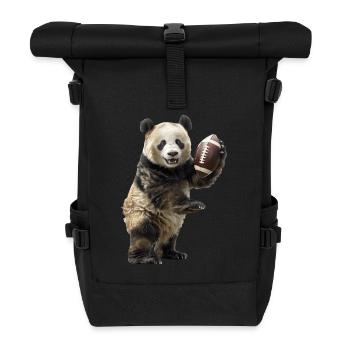Großer Panda Fußball - Rolltop Rucksack - Schwarz - Vorne