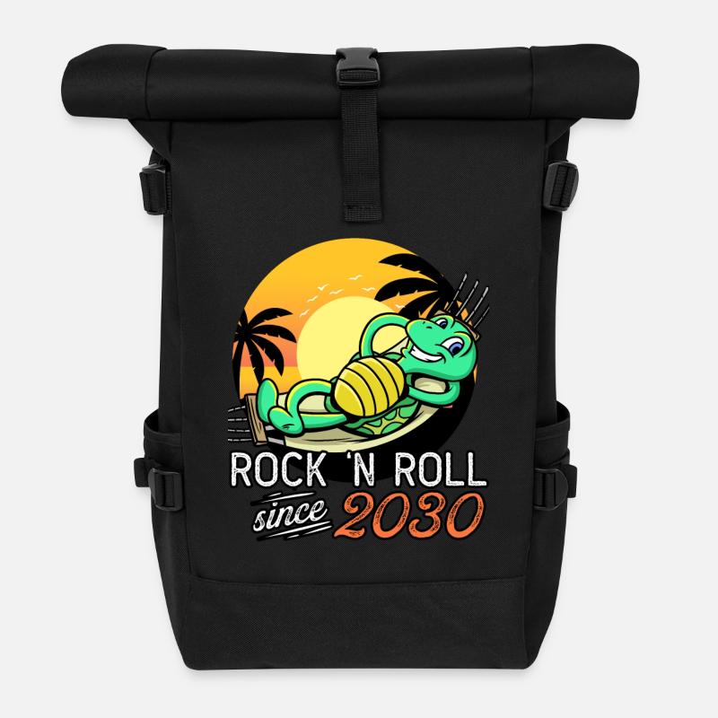 Turtle Rock N Roll seit 2030 Geburtstag - Rolltop Rucksack - Schwarz