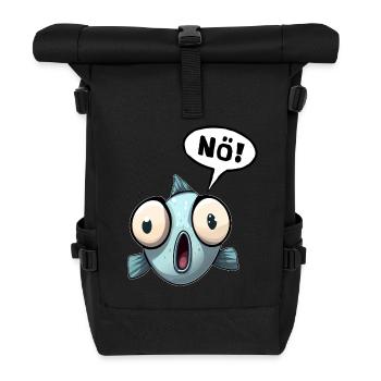 Fisch Nein no Nö Nee Spruch Lustiges Funshirt - Rolltop Rucksack - Schwarz - Vorne