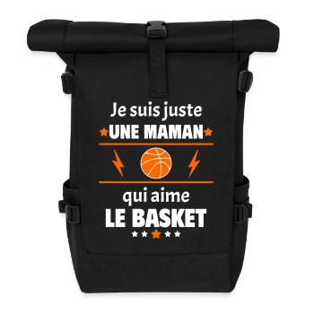 Juste une maman qui aime le basket, cadeau de noël - Sac à dos roll top - noir - Devant
