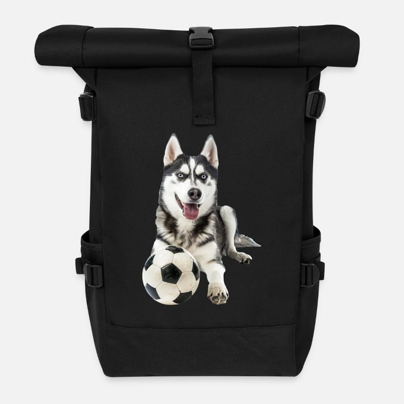 Sibirischer Husky - Rolltop Rucksack - Schwarz