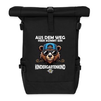 Aus dem Weg hier kommt ein Kindergartenkind Kiga - Rolltop Rucksack - Schwarz - Vorne