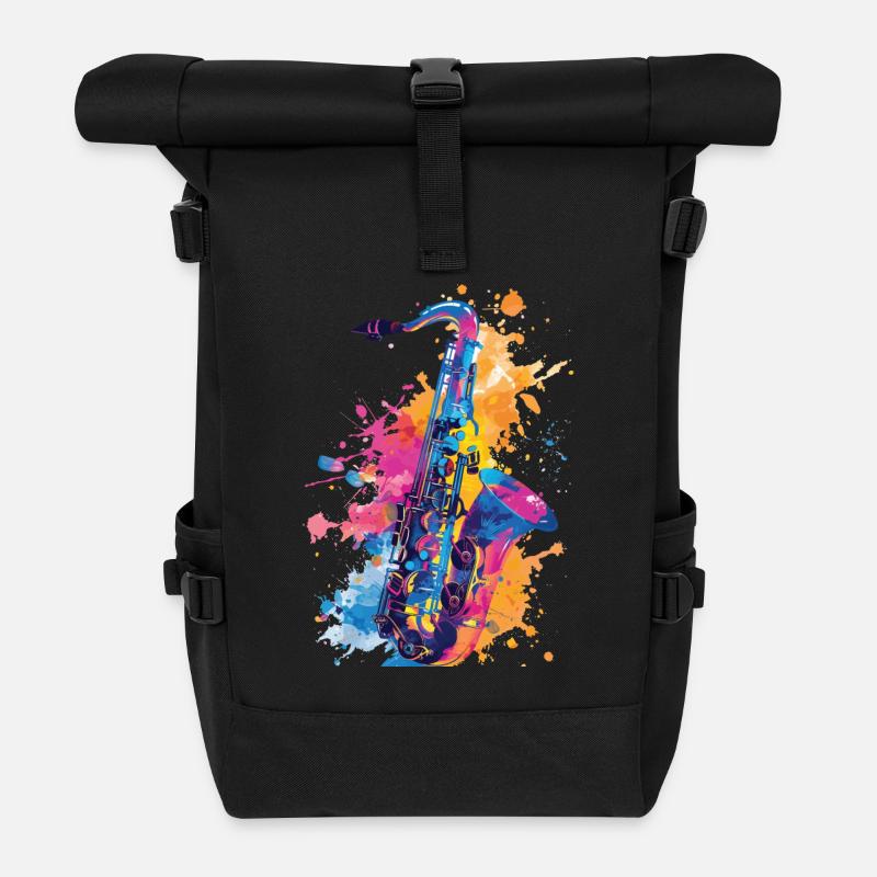 Saxophon - Rolltop Rucksack - Schwarz