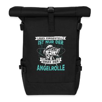 Links eingestellt ist nur der Griff der Angelrolle - Rolltop Rucksack - Schwarz - Vorne