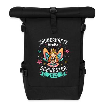Zauberhafte Große Schwester 2025 Magisches - Rolltop Rucksack - Schwarz - Vorne