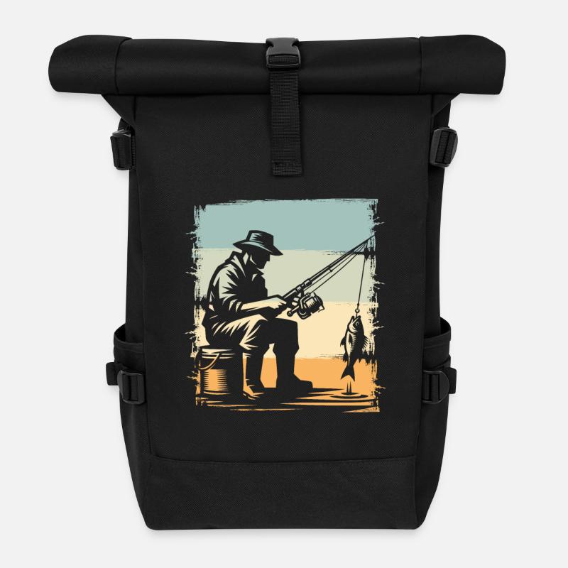 Angeln Angler Fischen - Rolltop Rucksack - Schwarz