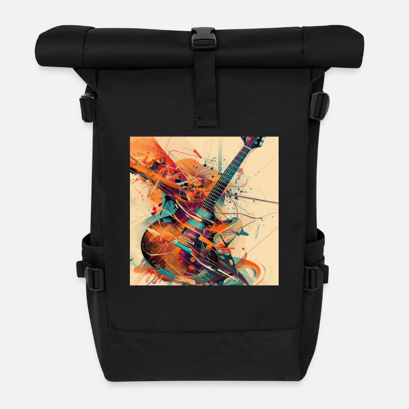 Gitarre - Rolltop Rucksack - Schwarz